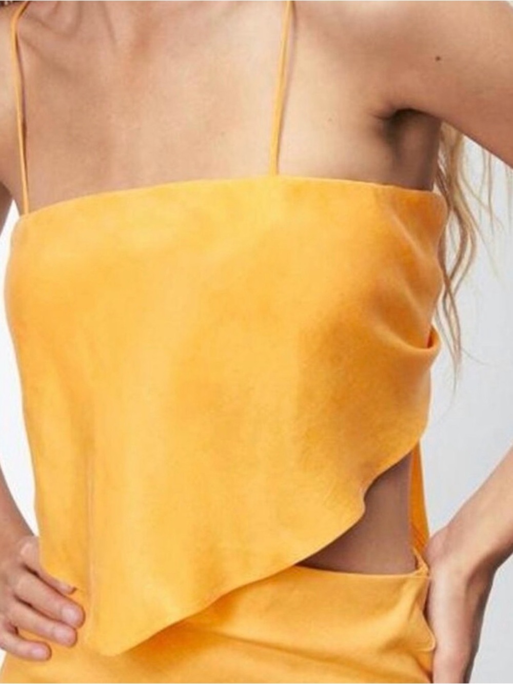 Zara Golden Yellow Satin Asymmetrical Cami